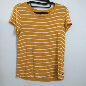 yellow and white striped tee